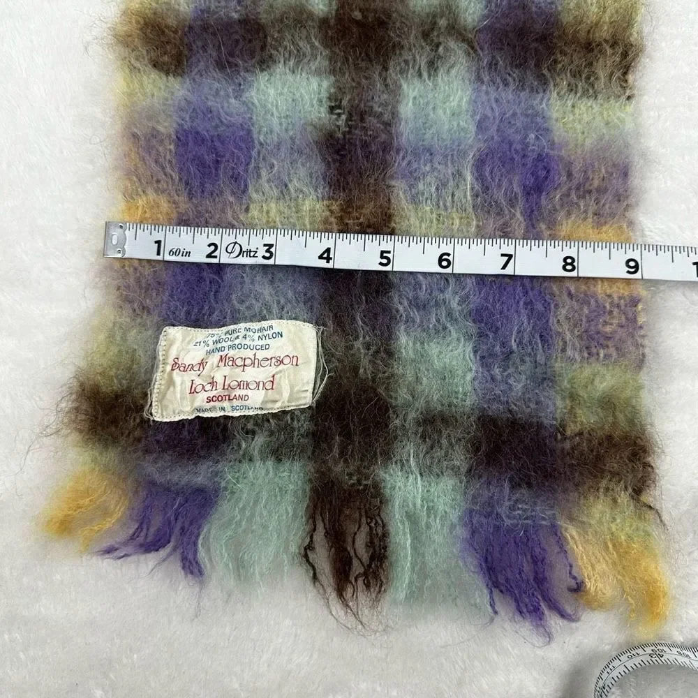 Sandy Macpherson Loch Lomond Women's Scarf Checker‎ Plaid Scottish Mohair Frige